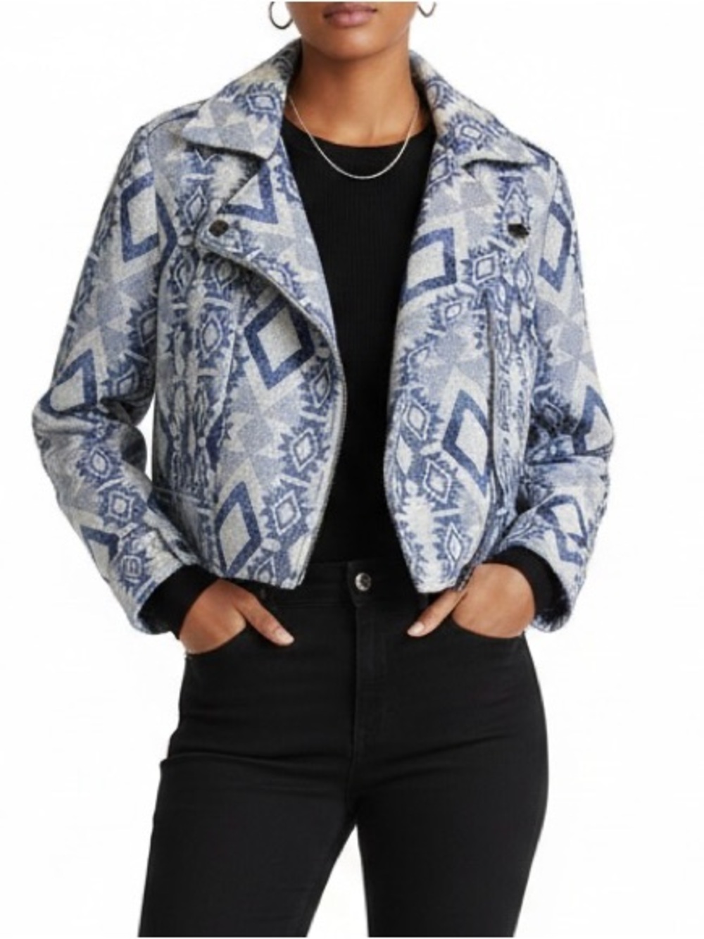 Blue B Collection Aztec Patterned Women's Bomber Jacket